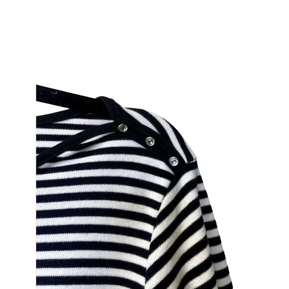 Quacker Factory Womens Top Sz M 3/4 Sleeve Embellished Black Stripe Sand Dollar - Picture 7 of 11